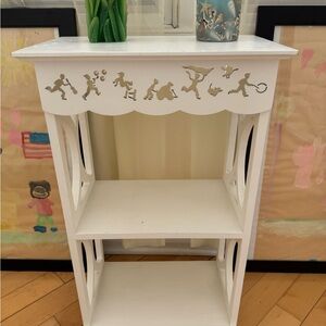 White Wooden Shelf with Cutout Design